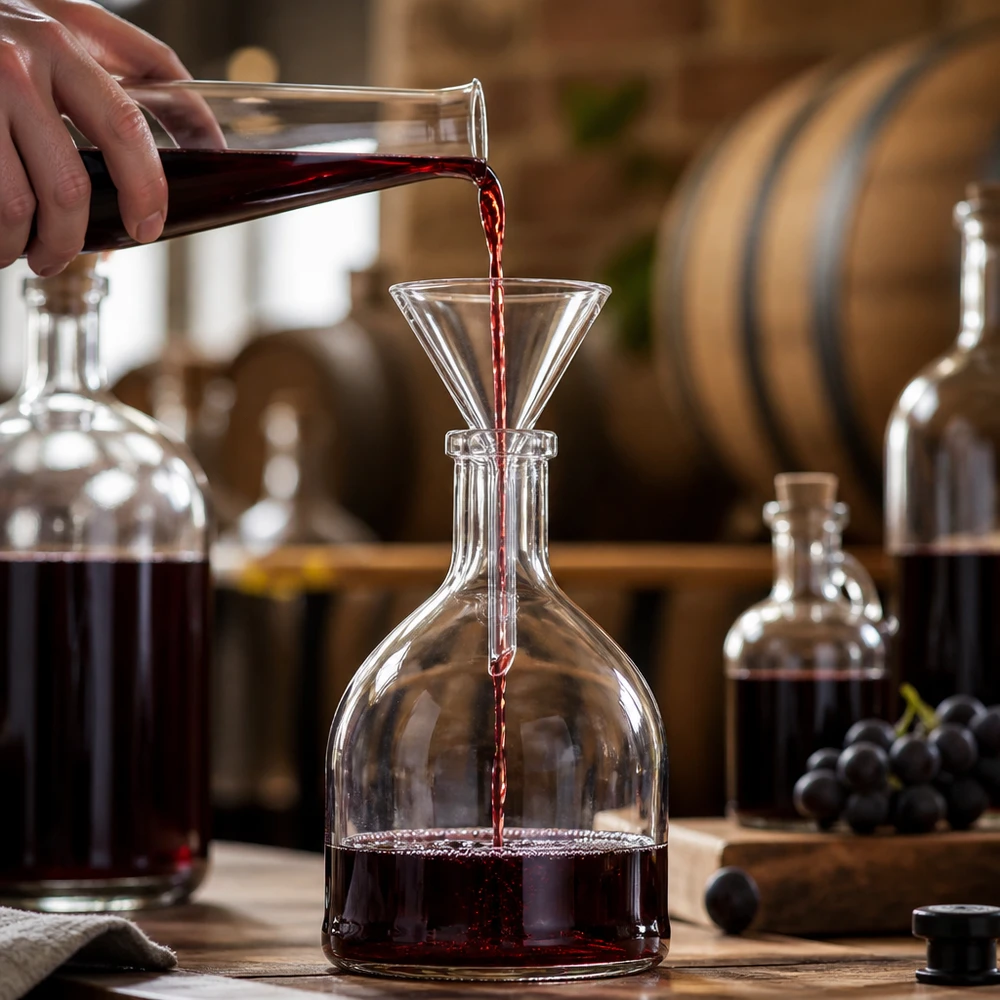 Petit entonnoir en verre 45mm avec manche court idéal pour décanter le vin et remplir les bouteilles