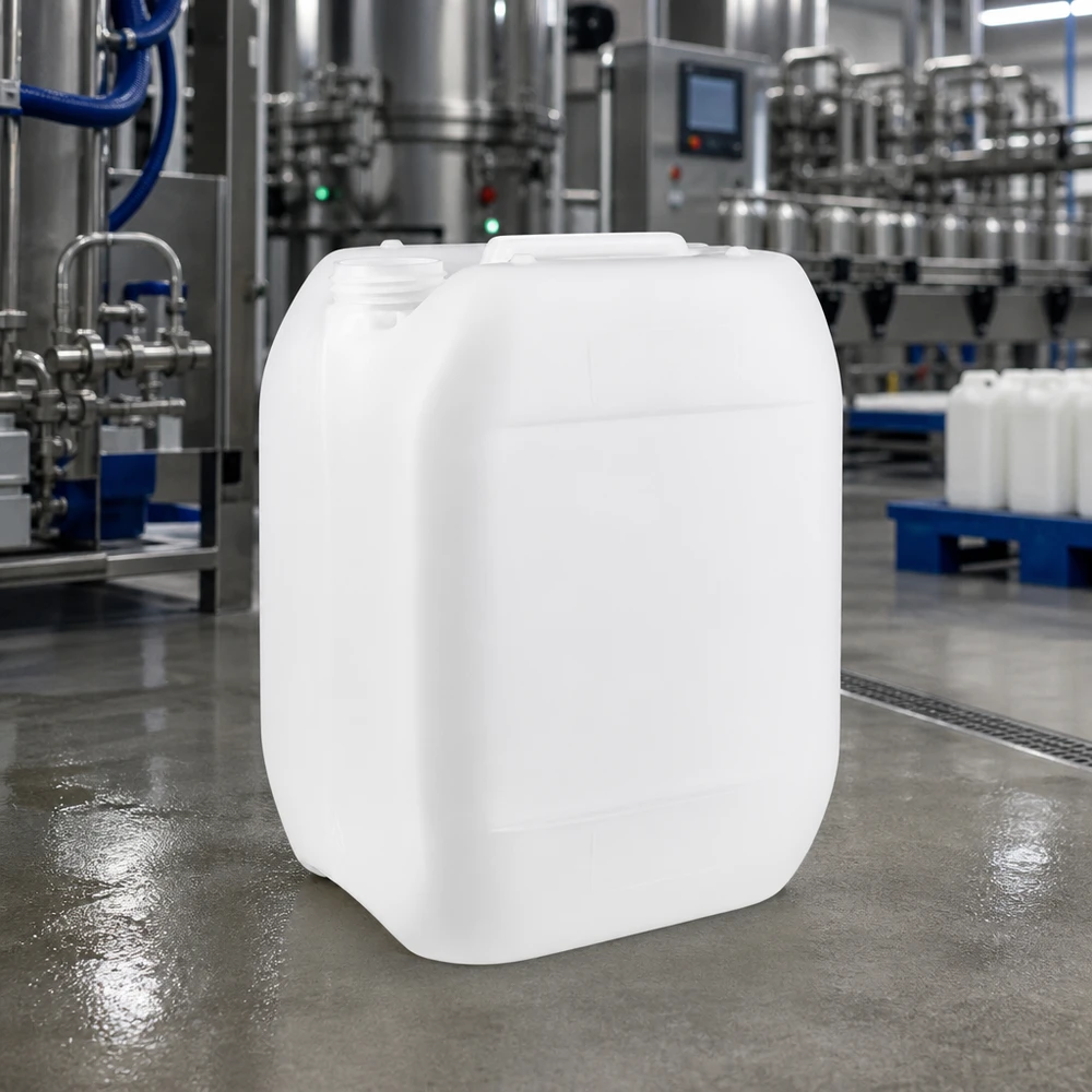Jerrican de 10 litres sans bouchon Bidon vide de 10 litres sans couvercle, destiné à un usage industriel, en PEHD blanc, empilable