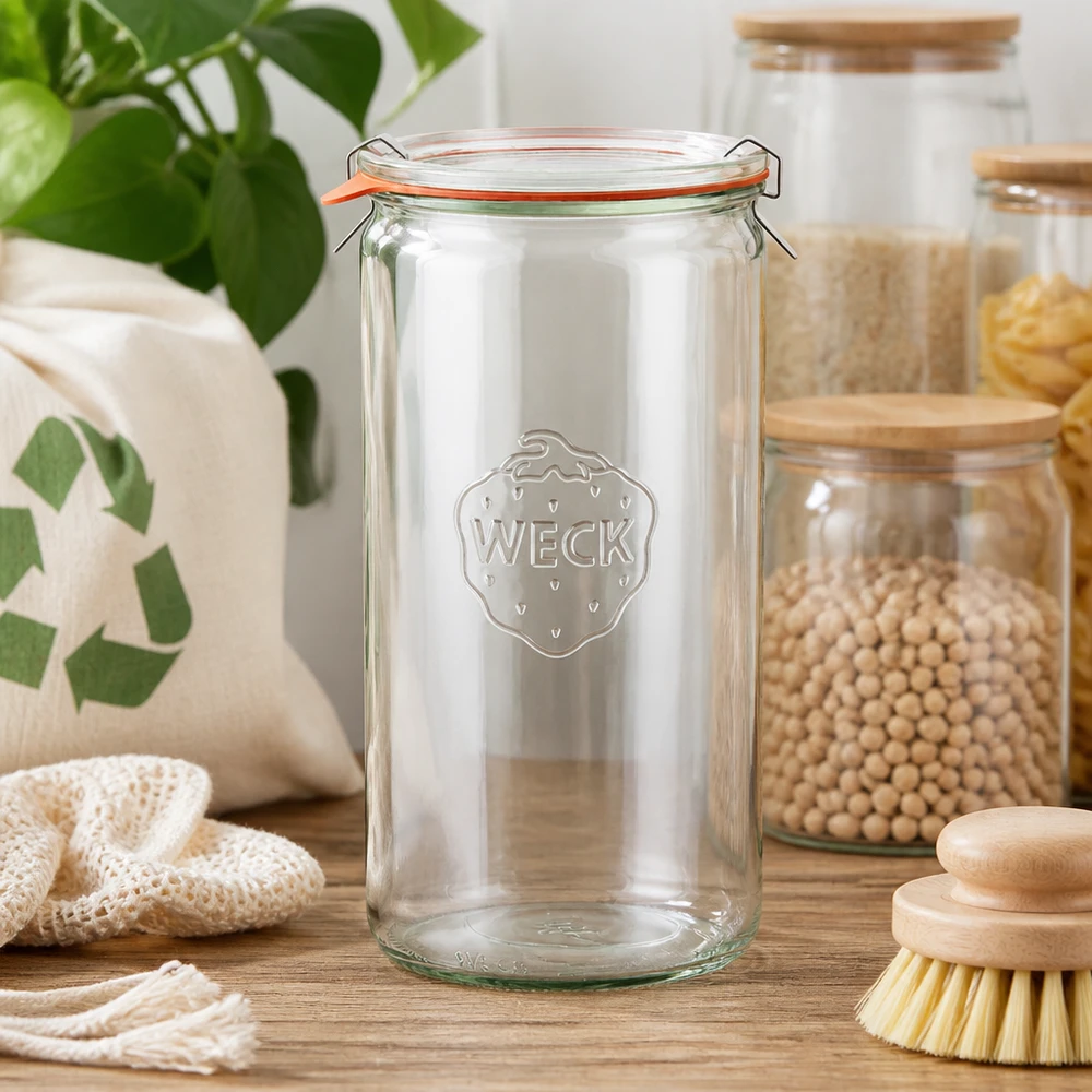1590ml bocal cylindrique complet WECK RR100 WECK Pot cylindrique 1590ml RR100 vide en cuisine durable avec bocaux à provisions Légumineuses Zero Waste Lifestyle