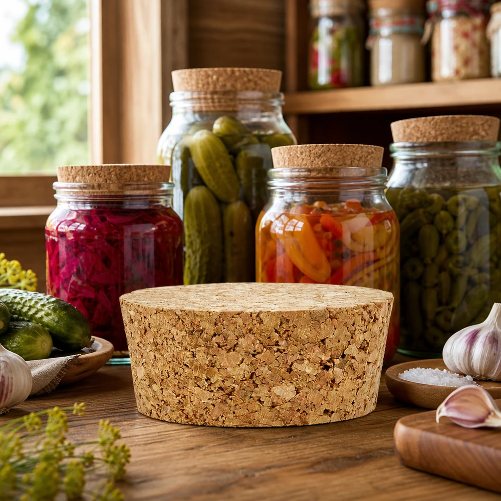 Bouchon pour ouverture 40mm WECK RR40 (ø38/43, H=20mm) Bouchon RR40 pour bocaux WECK de cornichons fermentés choucroute cuisine rustique bouchon liège naturel 40mm