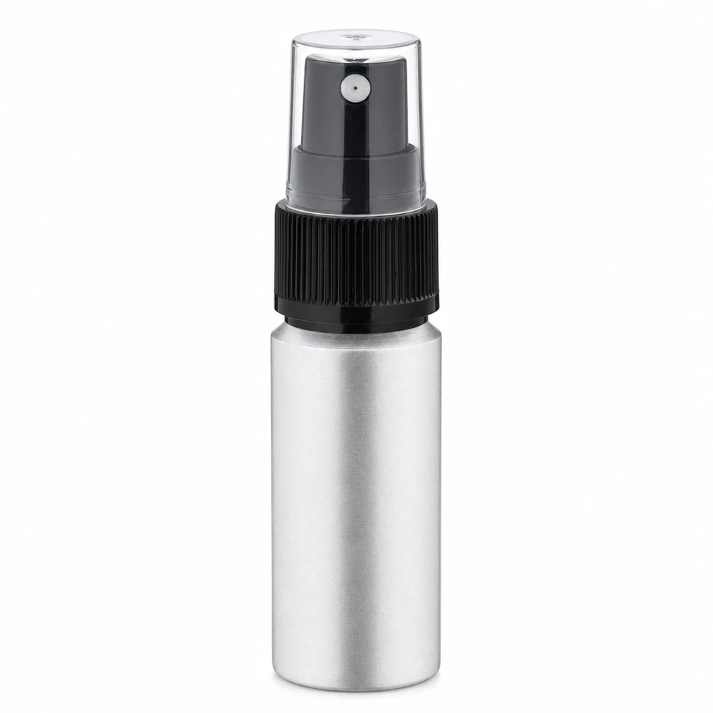 Petit flacon métallique de 20 ml avec vaporisateur, idéal pour les voyages et les sacs à main
