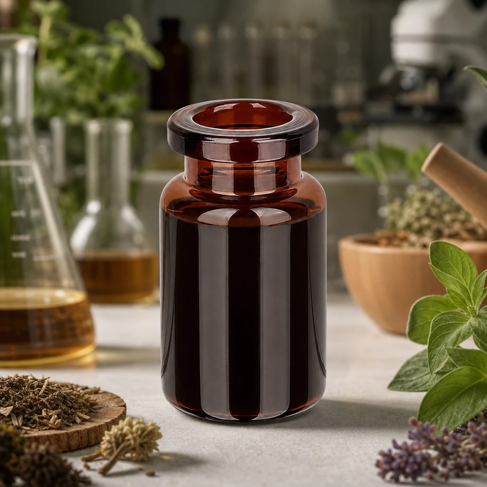 Braunglas Probenflasche 5ml mit stabilem Boden für kräuterbasierte Wirkstoffe