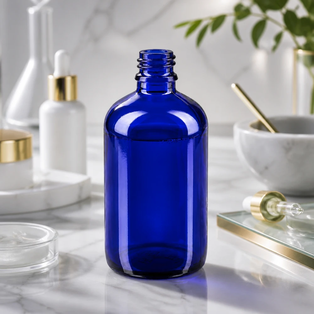 Bouteille durable ApoGlas 100ml en bleu - réutilisable et écologique