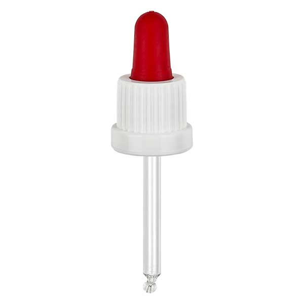 pipette en verre blanc/rouge 18mm, longueur 53,5 inviolable pipette en verre blanc/rouge 18mm, longueur 53,5 inviolable