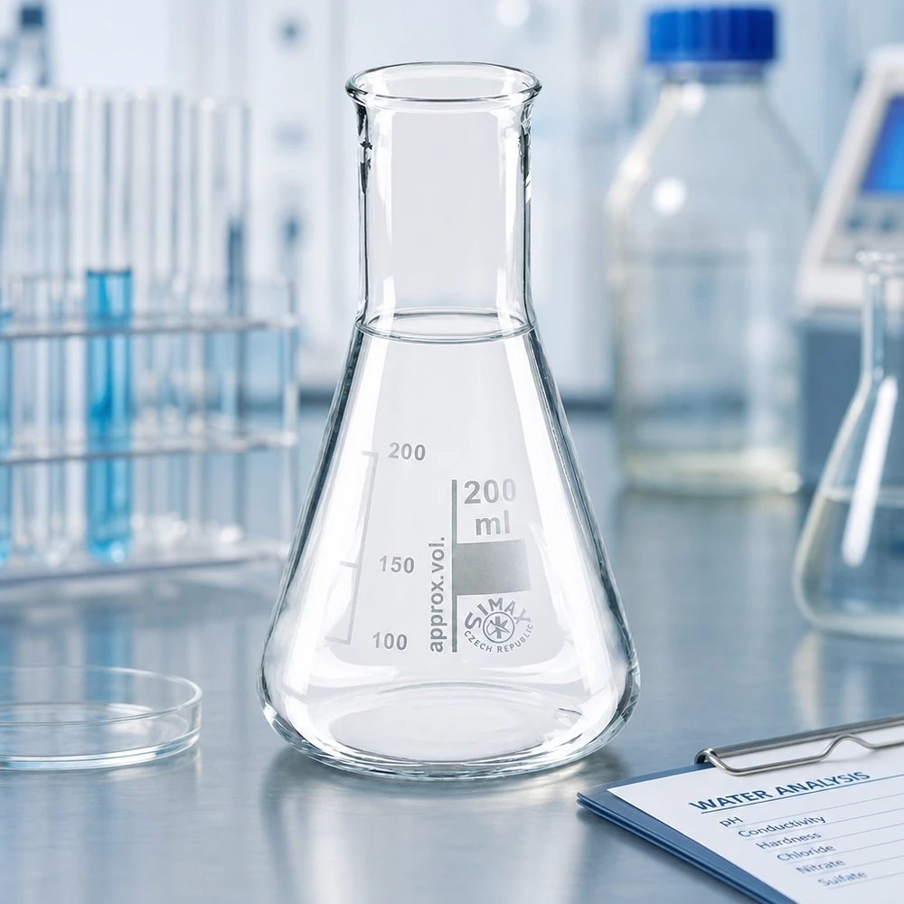 Erlenmeyer 200ml col étroit, verre borosilicate