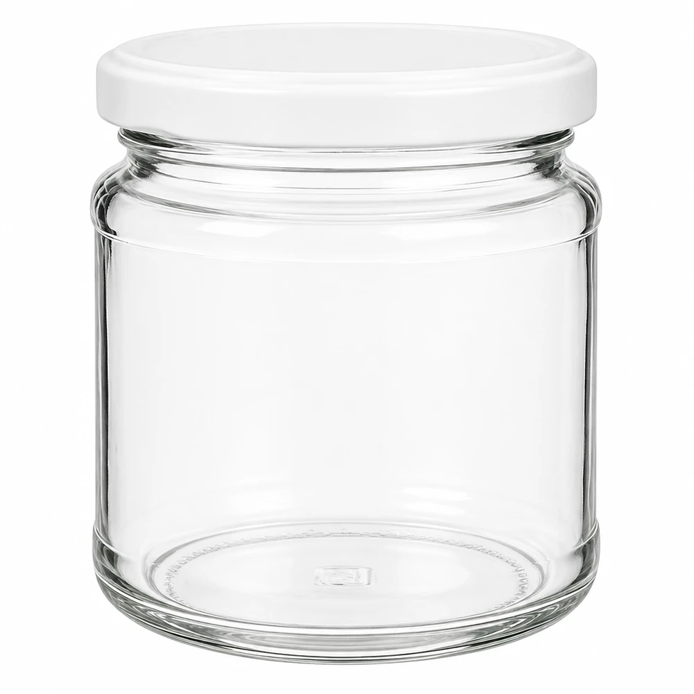212ml pot rond avec couvercle blanc BasicSeal UNiTWIST - pot en verre vide pour la conservation et le stockage