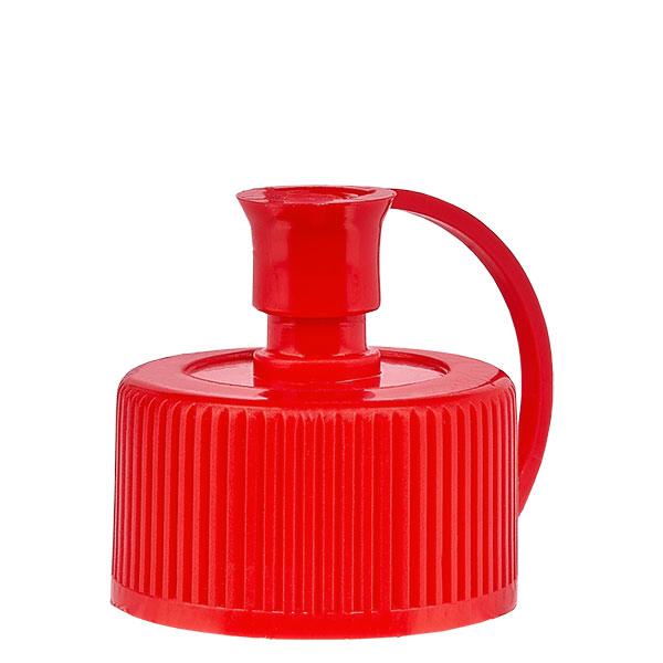 Bouchon pissette + capuchon en PE rouge, ND 25 standard Bouchon pissette + capuchon en PE rouge, ND 25 standard