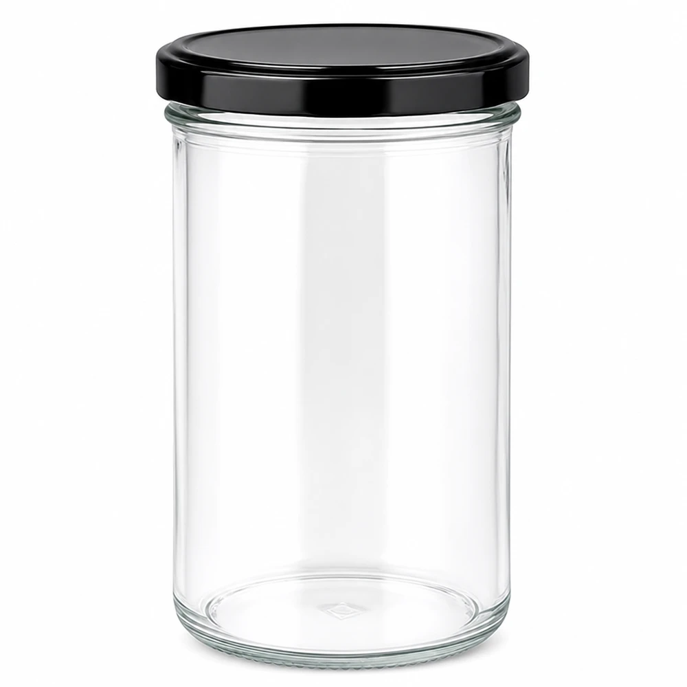 277ml bocal vide avec couvercle BasicSeal noir bocal à confiture bocal à provisions
