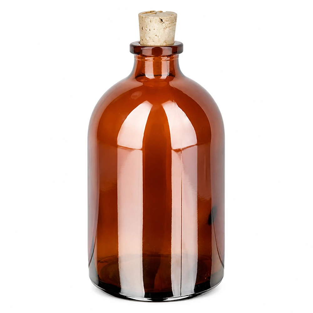Medizinflasche Braunglas 100ml mit engem Hals und Korkstopfen 11/14mm Laborqualität