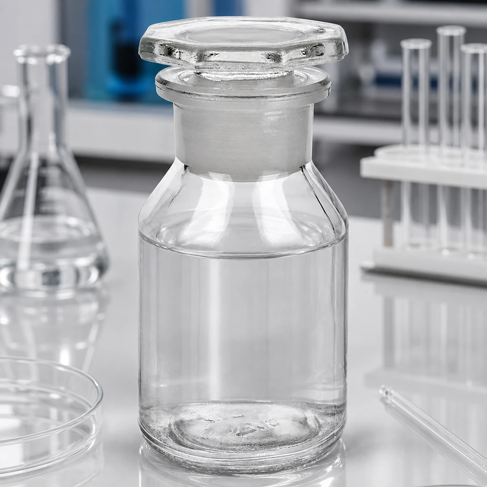 Flacon à col large de 50 ml, transparent, à paroi droite, avec bouchon en verre taillé pour un stockage en toute sécurité