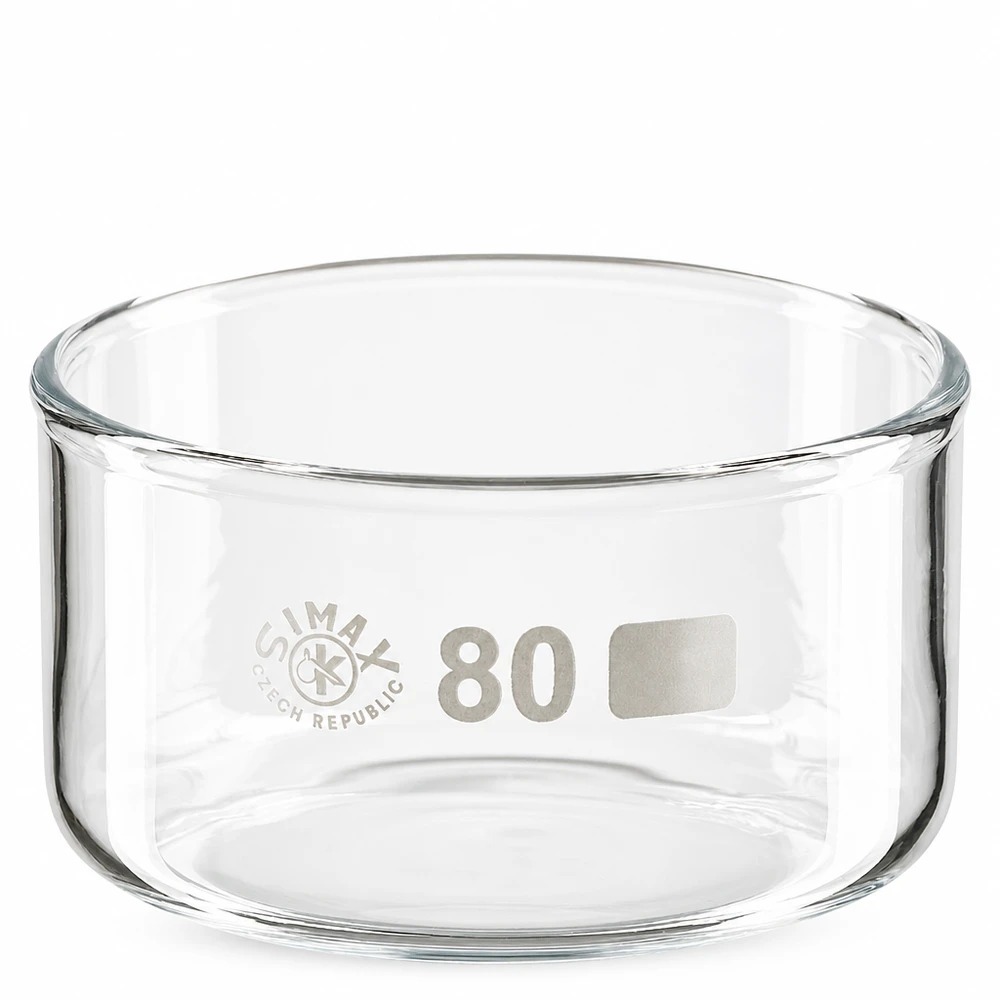 Bol de cristallisation de 150 ml en verre borosilicaté transparent, sans bec verseur, diamètre 80 mm, de la marque SIMAX