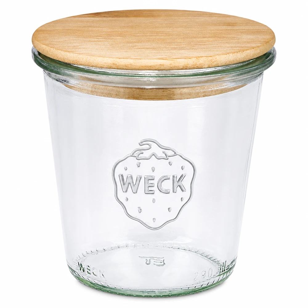 290ml bocal conique haut WECK RR80 avec couvercle en bois WECK Bocal 290ml haut RR80 avec couvercle en bois Bocal à provisions Récipient en verre avec fermeture à vis en bois