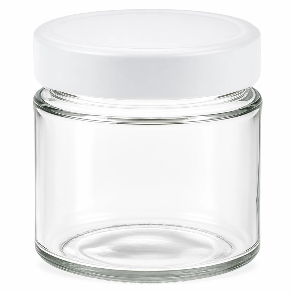 135ml pot rond avec couvercle blanc BasicSeal transparent vide pot en verre conservation cosmétique alimentaire