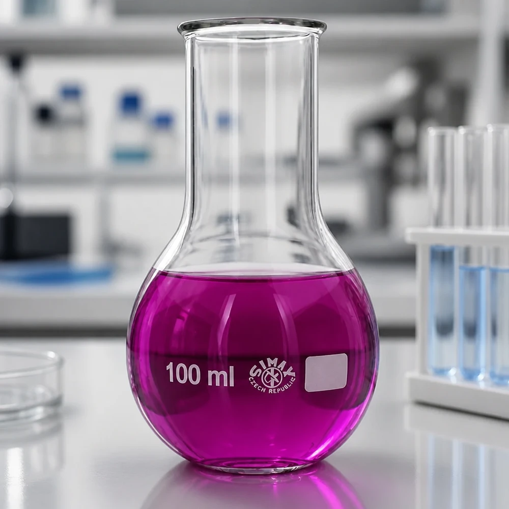 Ballon à fond plat 100ml col large borosilicate avec bord arrondi Fiole de laboratoire professionnelle 100ml avec design ergonomique pour une manipulation sûre