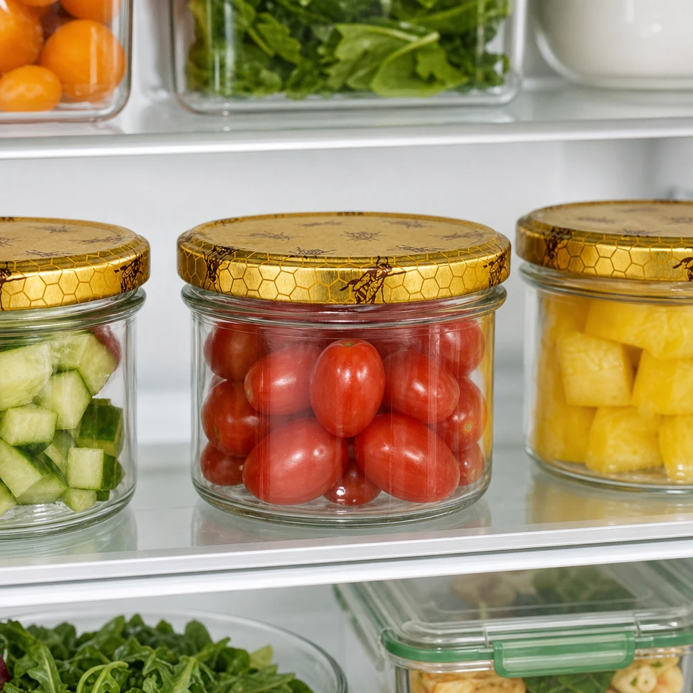 225ml Set de pots renversés dans le réfrigérateur remplis de légumes BasicSeal Couvercle en nid d'abeille Meal Prep Bocaux de conservation