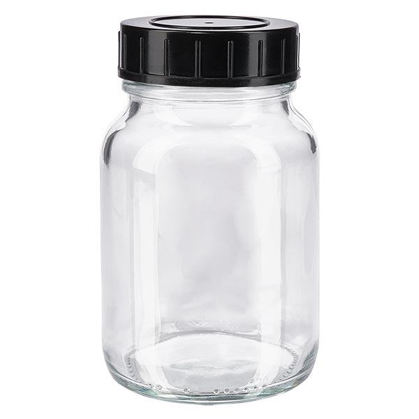 Bocal à col large en verre clair 250 ml + couvercle à vis Bocal à col large en verre clair 250 ml + couvercle à vis