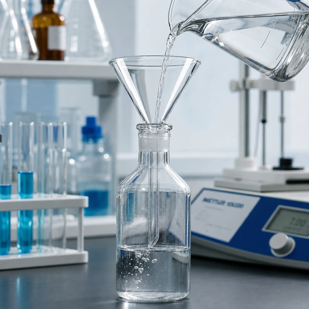 Entonnoir en verre de laboratoire 70mm avec angle de 60 degrés en verre sodo-calcique robuste pour les applications chimiques