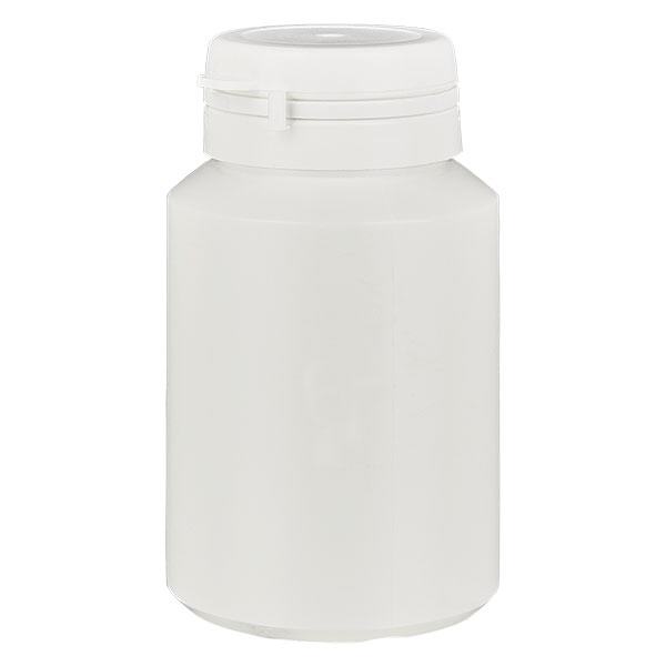 Boîte à comprimés blanche 100ml + Jaycap inviolable blanc Boîte à comprimés blanche 100ml + Jaycap inviolable blanc