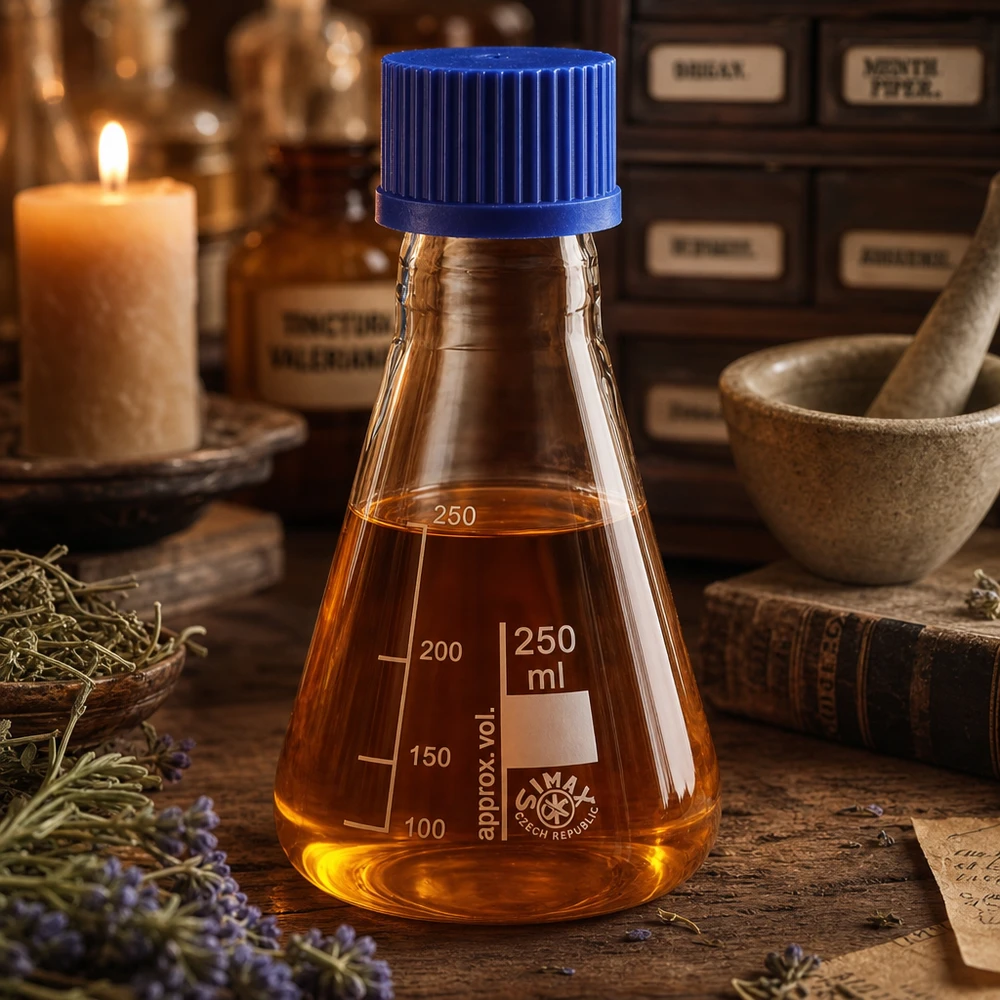 Fiole Erlenmeyer 250ml en verre résistant à la chaleur avec filetage pour la distillation