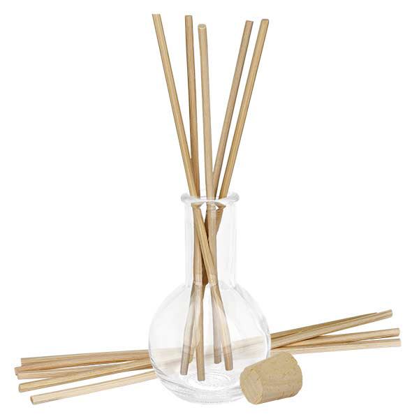 Flacon Tulip 100ml + 10 bâtons à parfum clairs + bouchon de liège Flacon Tulip 100ml + 10 bâtons à parfum clairs + bouchon de liège