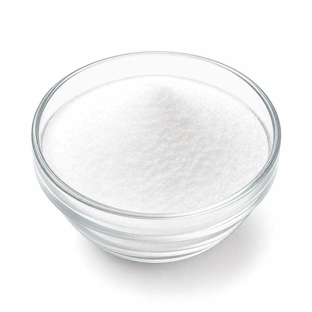 Acide citrique Doktor-Klaus 5kg poudre blanche dans une coupelle en verre pour le nettoyage et le détartrage