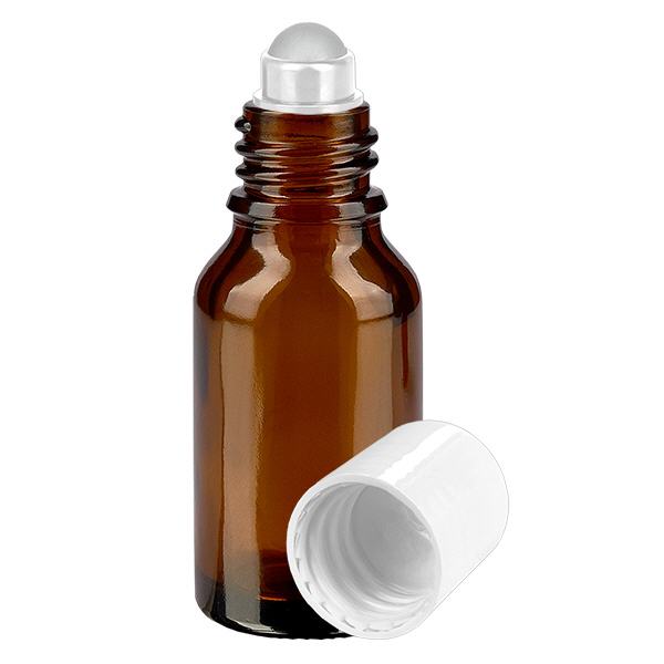 Flacon de pharmacie brun 30ml Roll-On bouchon blanc