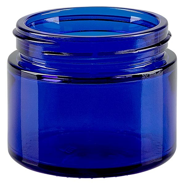 Pot en verre bleu roi 50 ml, sans couvercle, filetage 52 mm Pot en verre bleu roi 50 ml, sans couvercle, filetage 52 mm