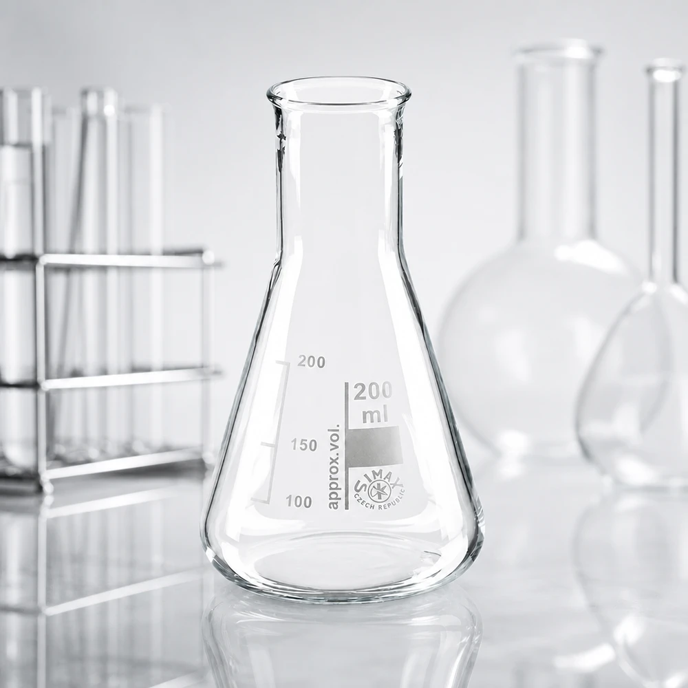 Erlenmeyer 200ml col étroit, verre borosilicate Erlenmeyer 200ml col étroit, verre borosilicate