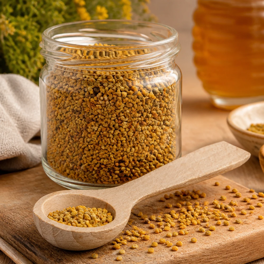 Pelle en bois S pour mesurer le pollen de fleurs en boîte en verre Bois de hêtre naturel Aides culinaires pour les super aliments