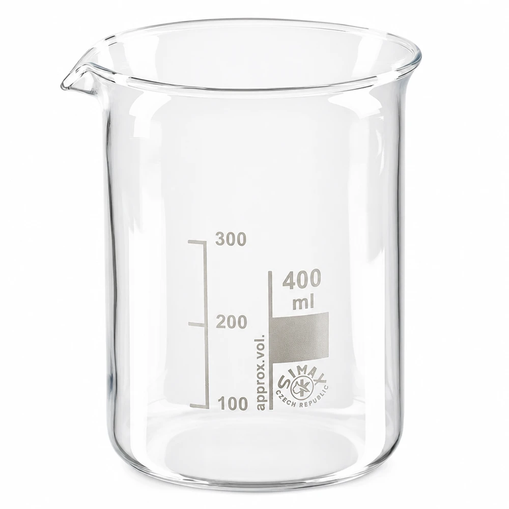 Verre de laboratoire précis de 400 ml en verre borosilicaté résistant à la chaleur avec échelle graduée en millilitres
