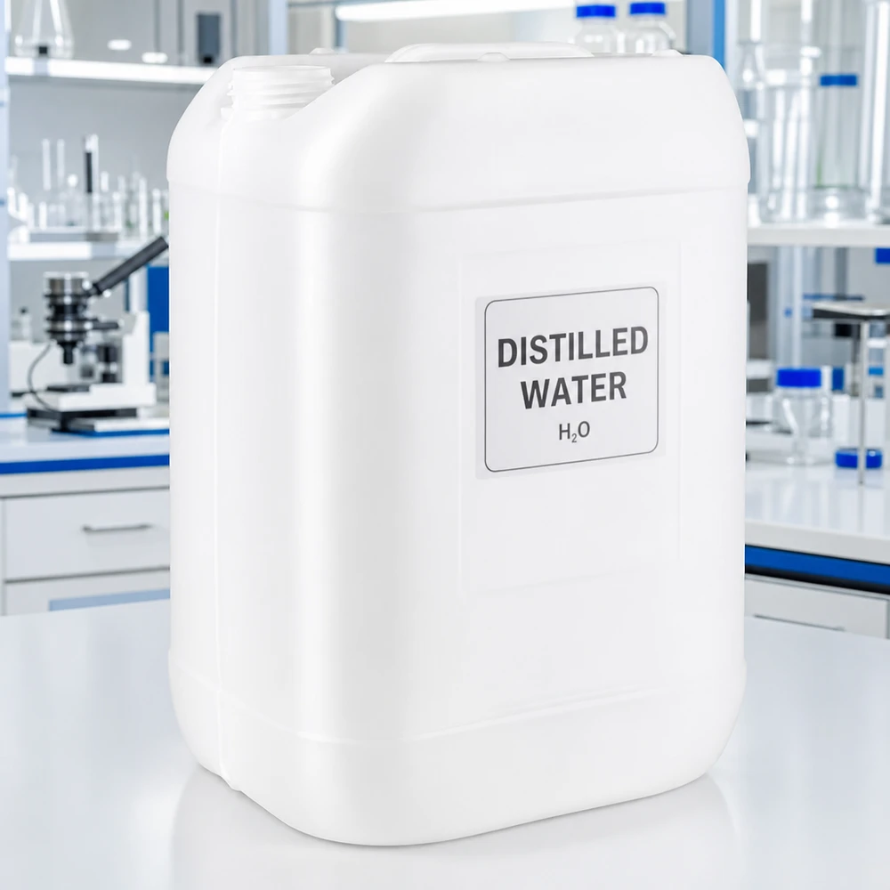 Eau distillée – Bidon de 25 litres en PEHD blanc pour laboratoire et industrie