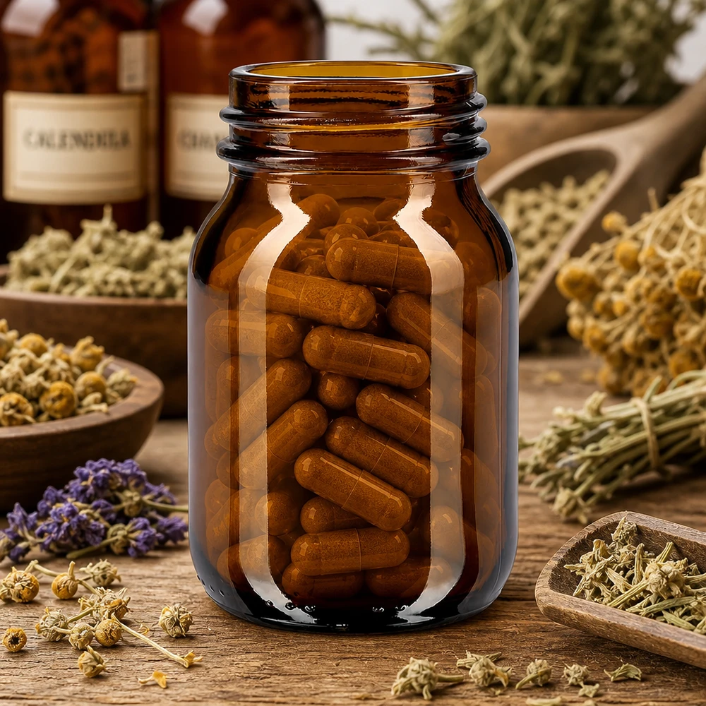Bocal à col large en verre ambré 75 ml, goulot DIN 40, sans couvercle Bouteille en verre brun à col large 75ml avec ouverture DIN 40, convient pour les gélules et les comprimés
