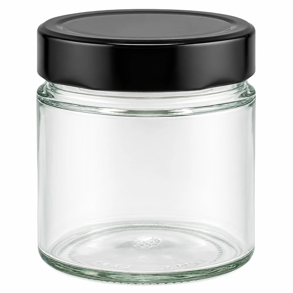 135ml Verre rond avec couvercle BasicSeal noir UNiTWIST