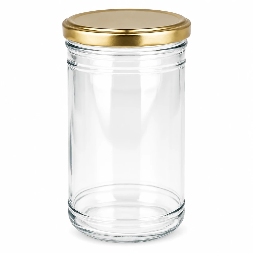 Bocal vide de 1053 ml avec couvercle doré BasicSeal pour la mise en conserve et la conservation des aliments
