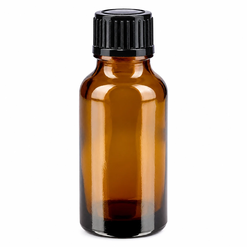 Flacon à pharmacie marron 20ml bouchon vissable noir standard Flacon en verre brun de 20 ml, de type pharmacie, avec bouchon noir standard de 11 mm