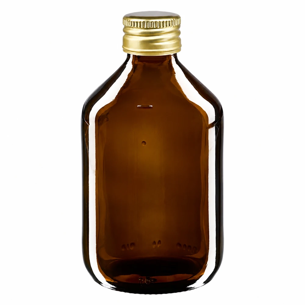 Bouteille médicale de 300ml brune avec bouchon en aluminium or Flacon médicinal de 300ml brun avec bouchon en aluminium doré pour médicaments et teintures