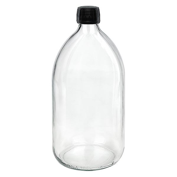 Flacon médical 1000 ml couleur claire avec bouchon noir Flacon médical 1000 ml couleur claire avec bouchon noir