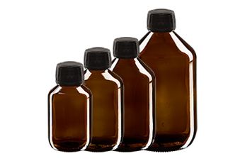 Flacons médicaux avec bouchon noire