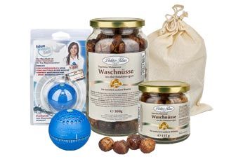 Noix de lavage, blue magic ball & accessoires en cire