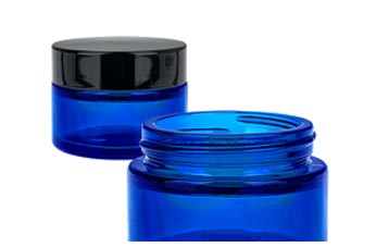 Pot en verre bleu